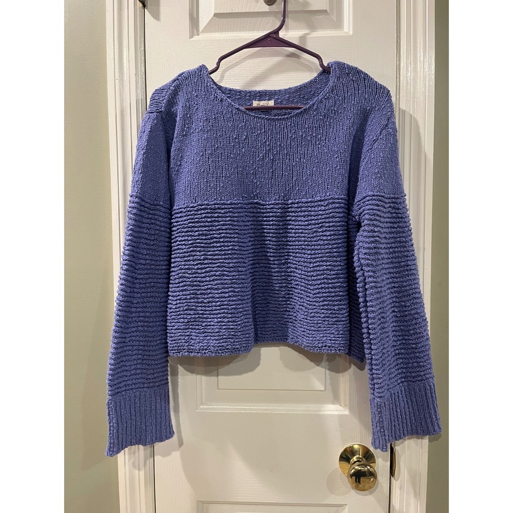 Pilcro Anthropologie Periwinkle Blue Mixed Knit Cropped Sweater Small